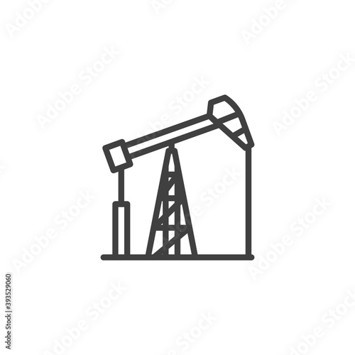 Oil pump line icon. linear style sign for mobile concept and web design. Pumpjack, oil derrick outline vector icon. Symbol, logo illustration. Vector graphics