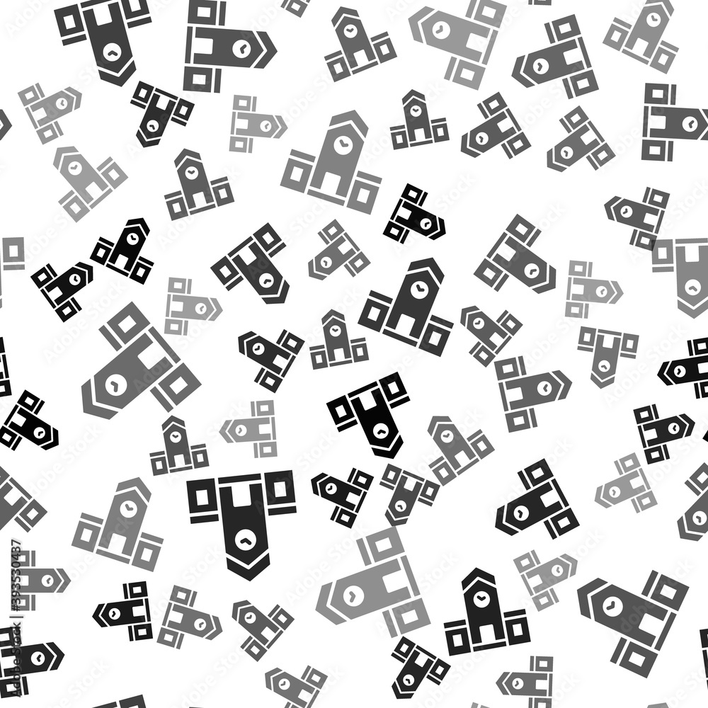 Black Railway station icon isolated seamless pattern on white background. Vector. Black Railway station icon isolated seamless pattern on white background. Vector.