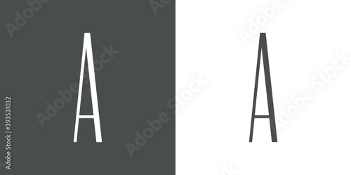 Logotipo inicial letra A simple en linea delgada en fondo gris y fondo blanco