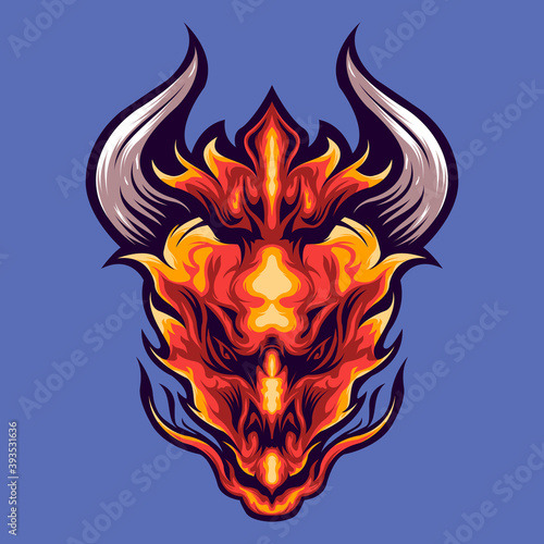 Head fire dragon illustration