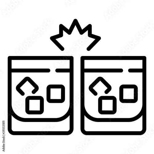 Cheers cognac ice cube glasses icon. Outline cheers cognac ice cube glasses vector icon for web design isolated on white background