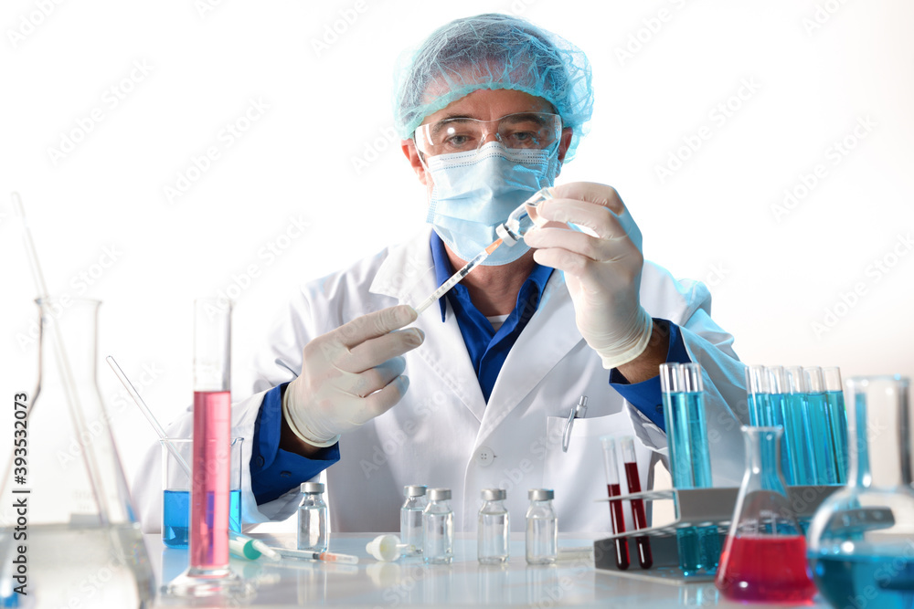 Medical personnel equipped with personal protection loading doses in laboratory Medical personnel equipped with personal protection loading doses in laboratory