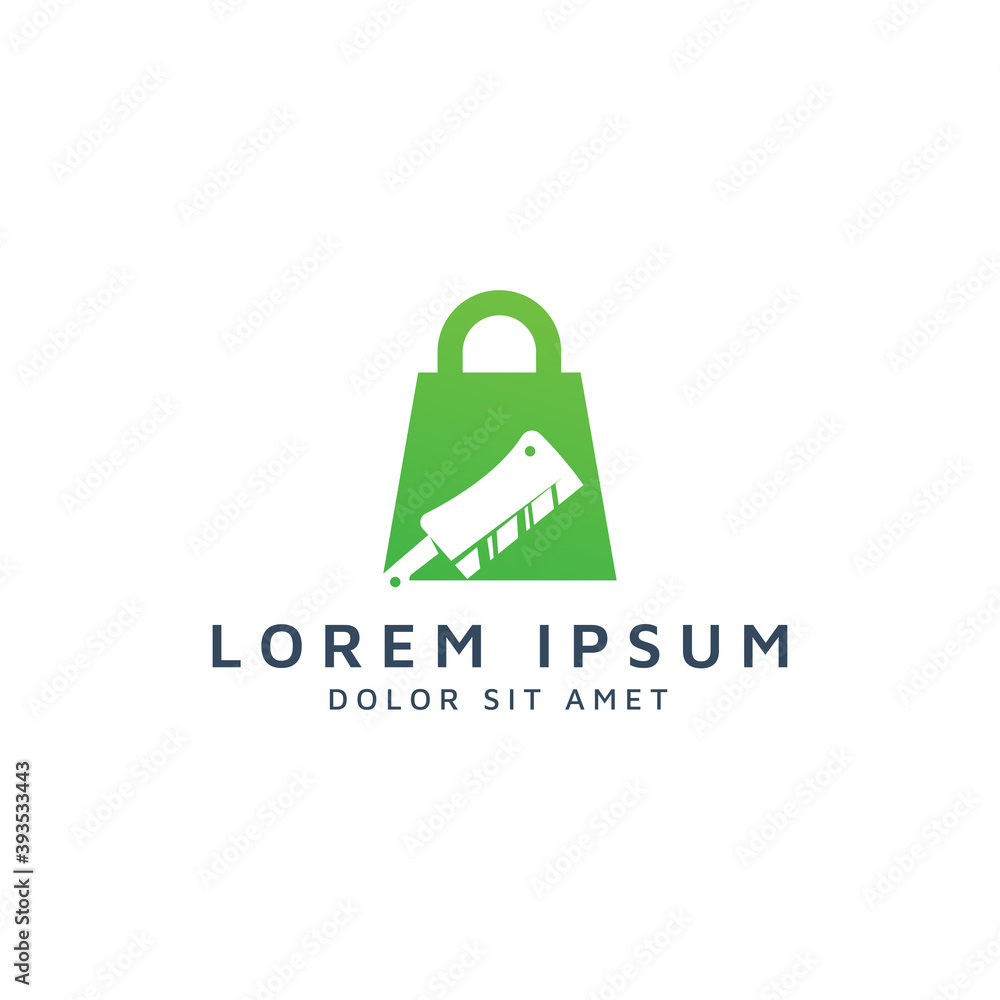 shopping and knife negative space logo design shopping and knife negative space logo design
