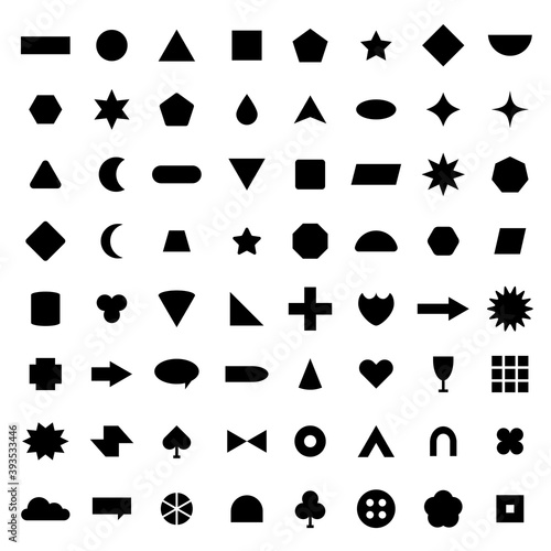 Vector basic shape collection for your design. Polygonal elements with sharp and rounded edges