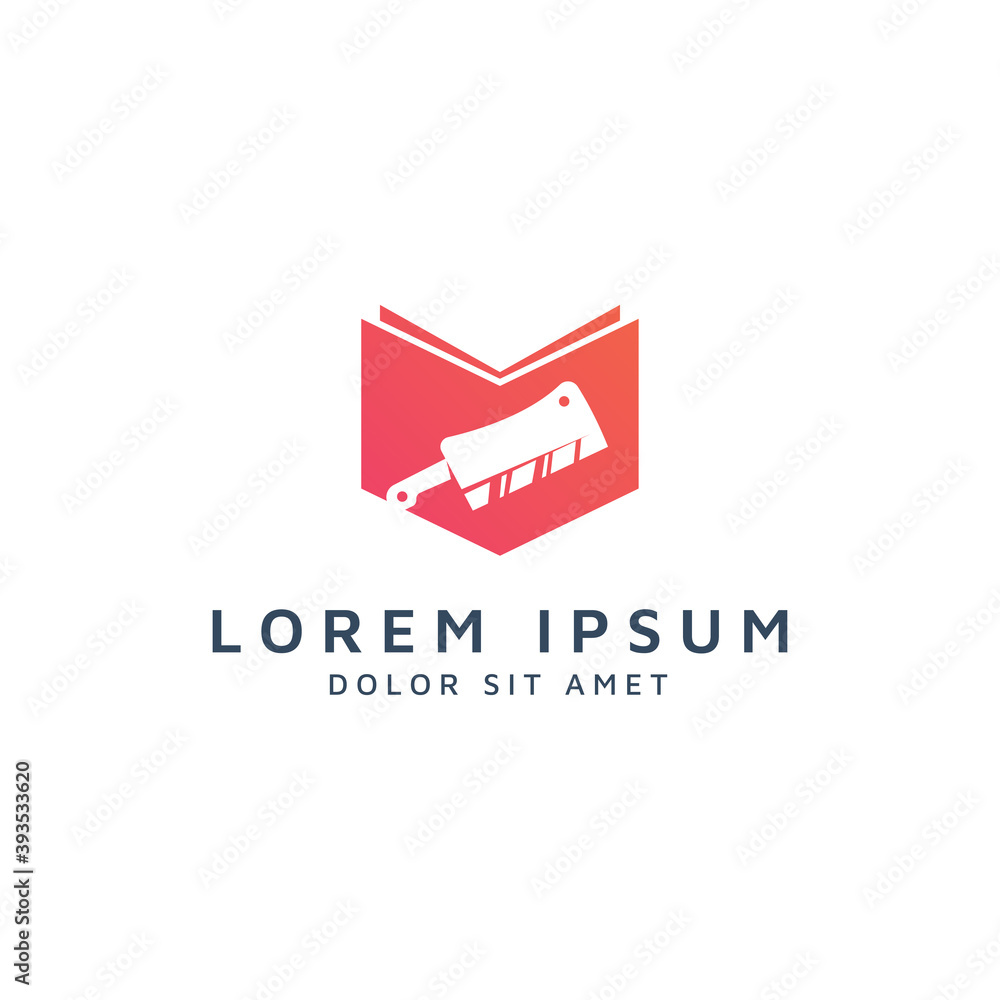 book and knife negative space logo design book and knife negative space logo design