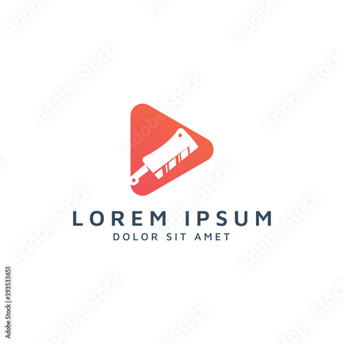 play media and knife negative space logo design