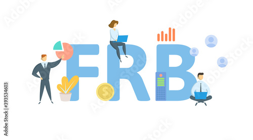 FRB, Federal Reserve Board. Concept with keywords, people and icons. Flat vector illustration. Isolated on white background.