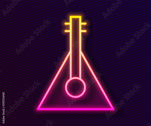 Glowing neon line Musical instrument balalaika icon isolated on black background. Vector.