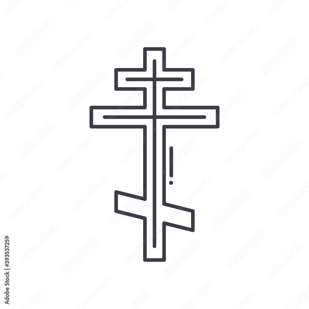 Crucifix icon, linear isolated illustration, thin line vector, web design sign, outline concept symbol with editable stroke on white background.