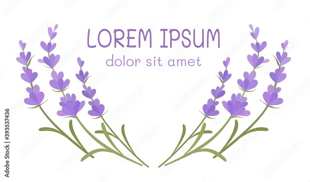 Lavender frame for your text. Lavender flower wreath. Vector illustration.