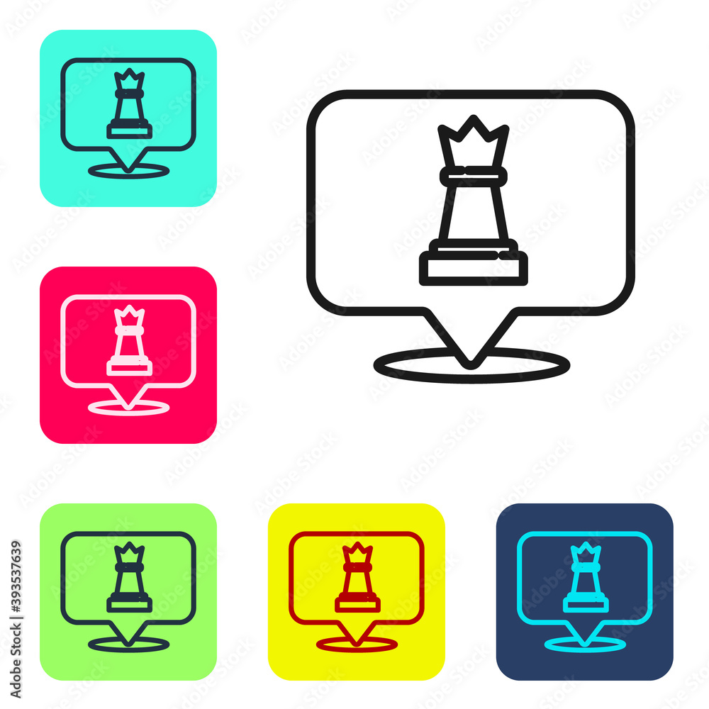 Black line Chess icon isolated on white background. Business strategy. Game, management, finance. Set icons in color square buttons. Vector. Black line Chess icon isolated on white background. Business strategy. Game, management, finance. Set icons in color square buttons. Vector.