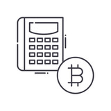 Cryptocurrency balance icon, linear isolated illustration, thin line vector, web design sign, outline concept symbol with editable stroke on white background.