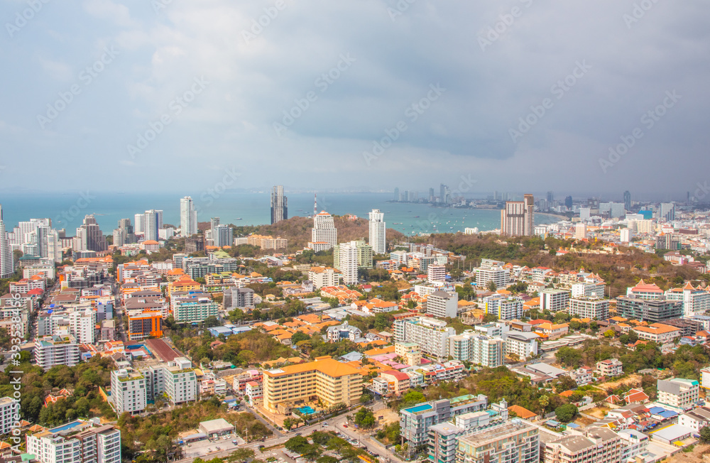 view to the cityscape of Pattaya Thailand Asia
