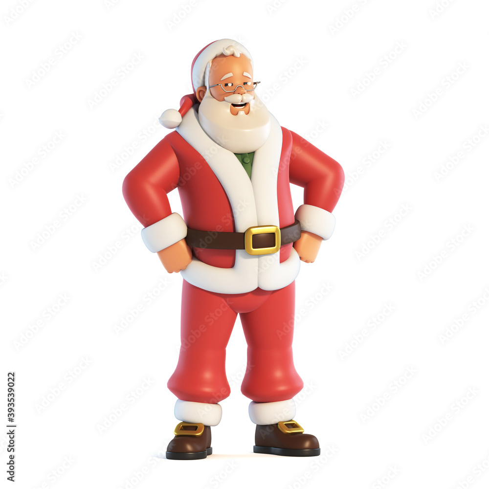 Santa Claus waving hand isolated on white background 3d rendering