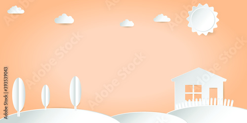 Imitation origami in vector format, paper creativity, space for text.