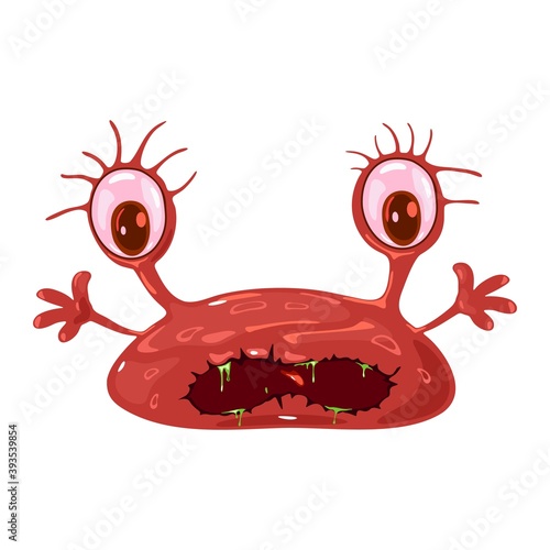 Adenovirus is medium-sized virus, caused acute respiratory disease, flu, pneumonia. Infecting agent, pathogen. Medical scientific illustration for children. Vector comic cartoon isolated on white.