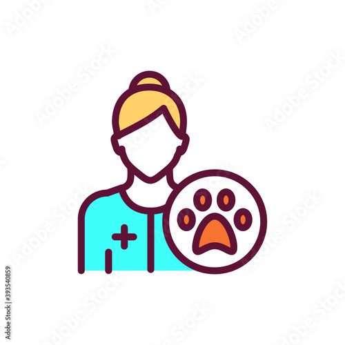 Veterinarian line color icon. Isolated vector element. Outline pictogram for web page, mobile app, promo.