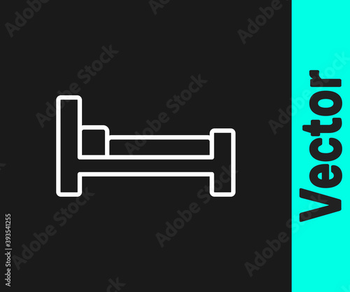 White line Bed icon isolated on black background. Vector.
