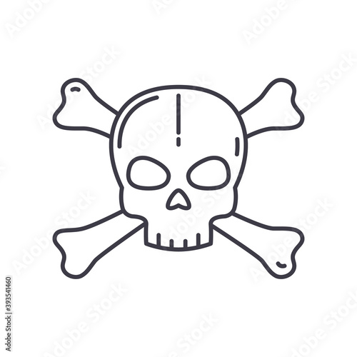 Crossbones icon, linear isolated illustration, thin line vector, web design sign, outline concept symbol with editable stroke on white background.