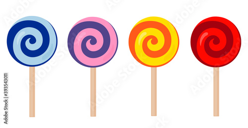 Set of candy Lollipop caramel vector illustration