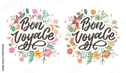 Bon Voyage Hand Lettering Vector Calligraphy Travel