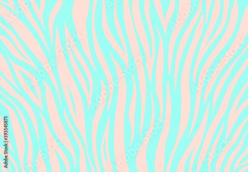 Zebra pattern. Wavy curves, stripes. Cute vector artwork. Abstract painting 80s, 90s. Amazing hand drawn illustration. Print, poster, template, header. Blue, turqoise, pink, beige pastel colors.