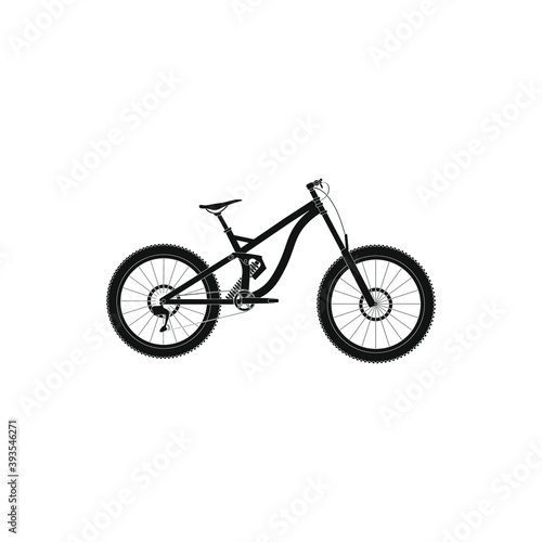 mountain descent or downhill, on white background