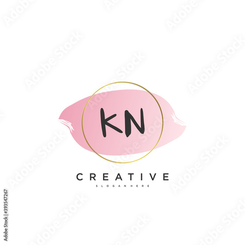 KN Beauty vector initial logo, handwriting logo art design of initial signature, wedding, fashion, jewerly, boutique, floral and botanical with creative template for any company or business.
