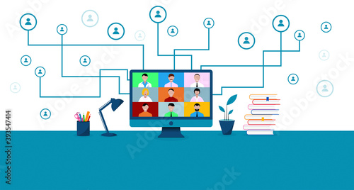 computer, videoconferenza, conferenza, social network	
