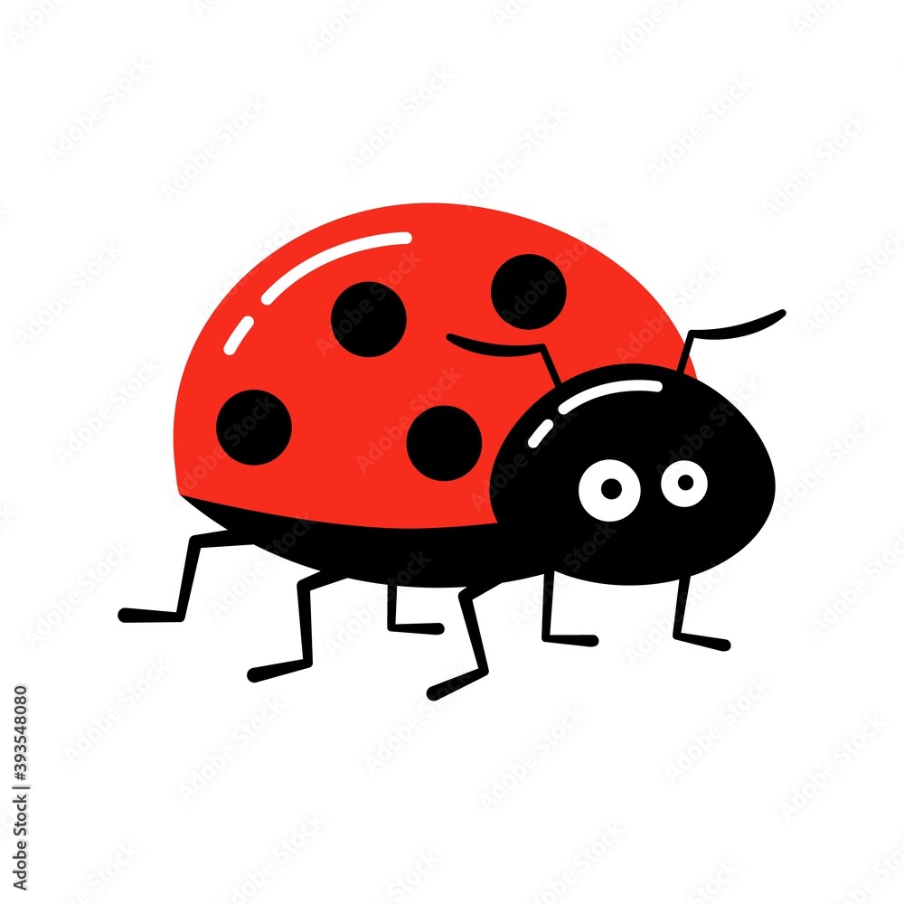 Fototapeta premium Cartoon ladybug vector illustration. Cute red ladybug isolated in a flat style.
