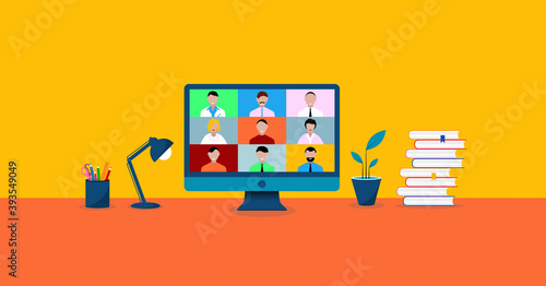computer, videoconferenza, conferenza, social network	