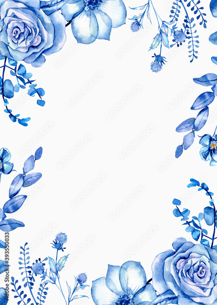 light blue leaf edge beautiful flower tropical leaves nature with blossom branch white.