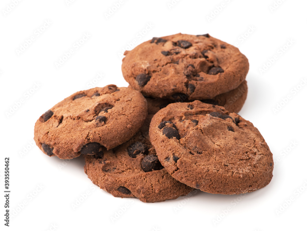 Chocolate chip cookie isolated on white background Chocolate chip cookie isolated on white background