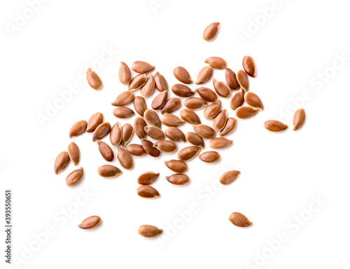 Flax seed on white background.