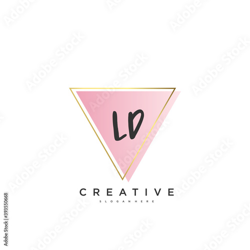 LD Beauty vector initial logo, handwriting logo art design of initial signature, wedding, fashion, jewerly, boutique, floral and botanical with creative template for any company or business. photo