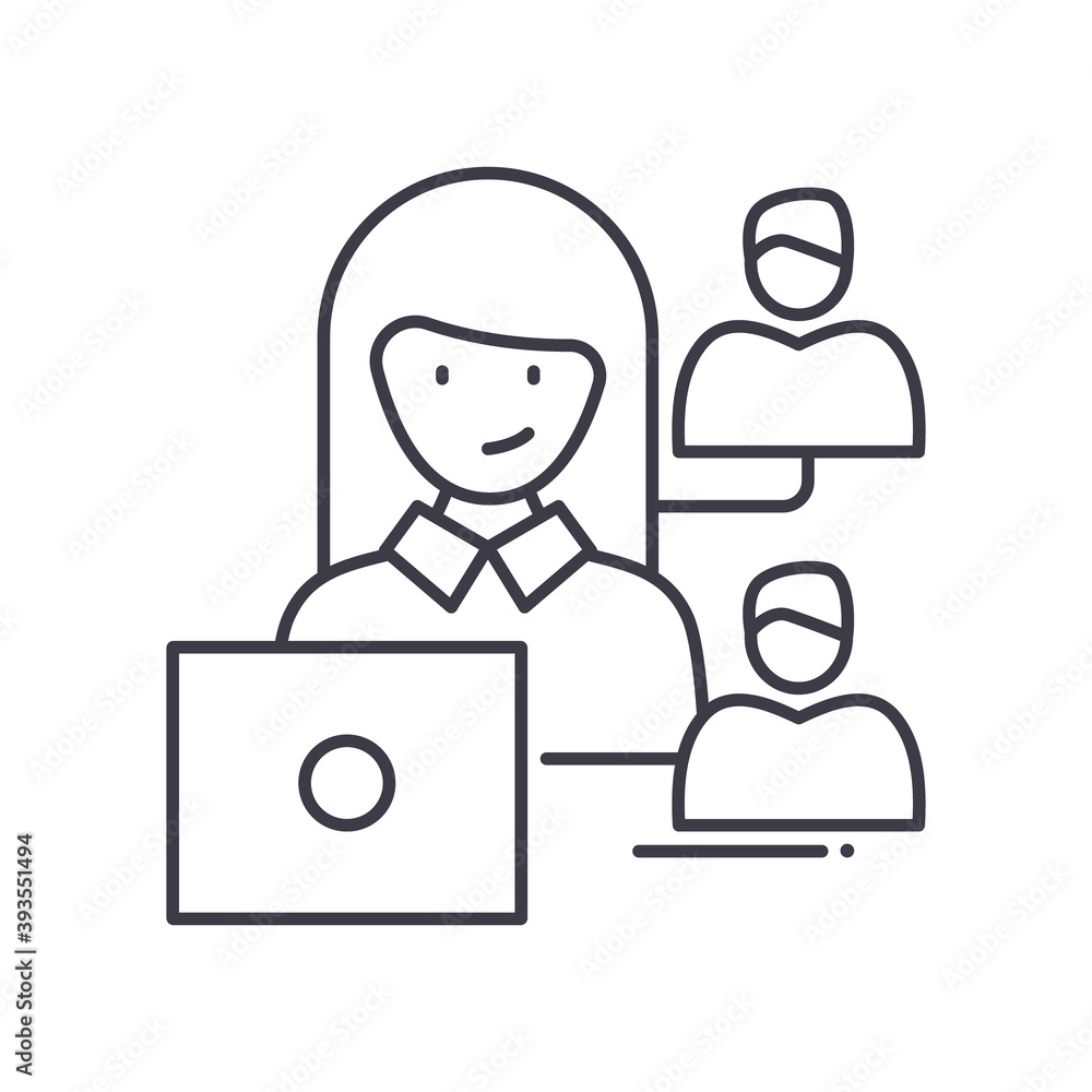 Customer service idea icon, linear isolated illustration, thin line vector, web design sign, outline concept symbol with editable stroke on white background. Customer service idea icon, linear isolated illustration, thin line vector, web design sign, outline concept symbol with editable stroke on white background.