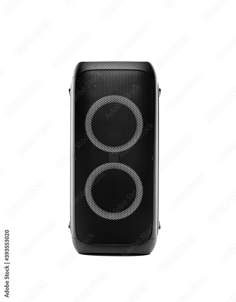Portable big black speaker isolated on a white background. Portable big black speaker isolated on a white background.