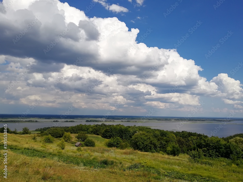 View the river with large clouds