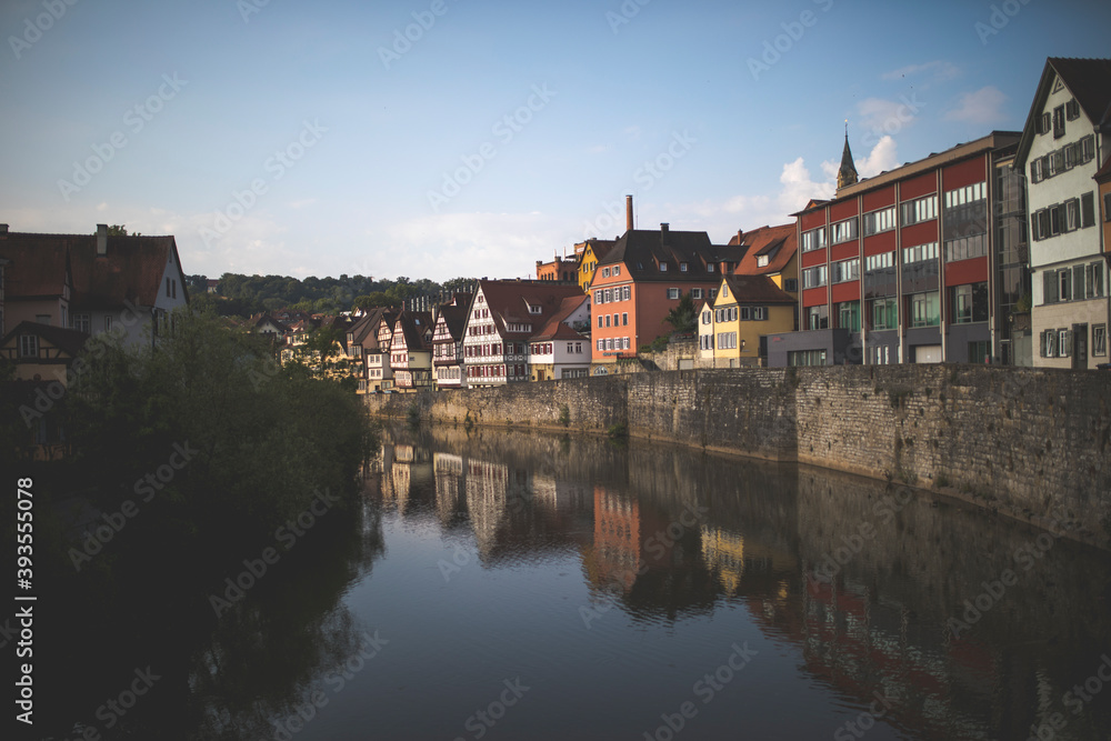 A German old town name Schwäbisch Hall with wonderful half-timbered houses and the typical charm of a small suburb in Germany 