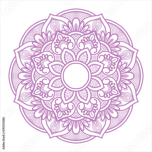 decorative floral mandala art outline for coloring book