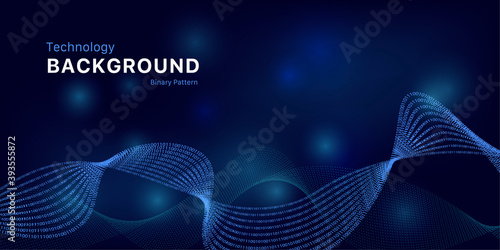 Digital background. Digital data or binary code. virtual wave of streaming binary code on blue background. 3D illustration. Technology wave.  