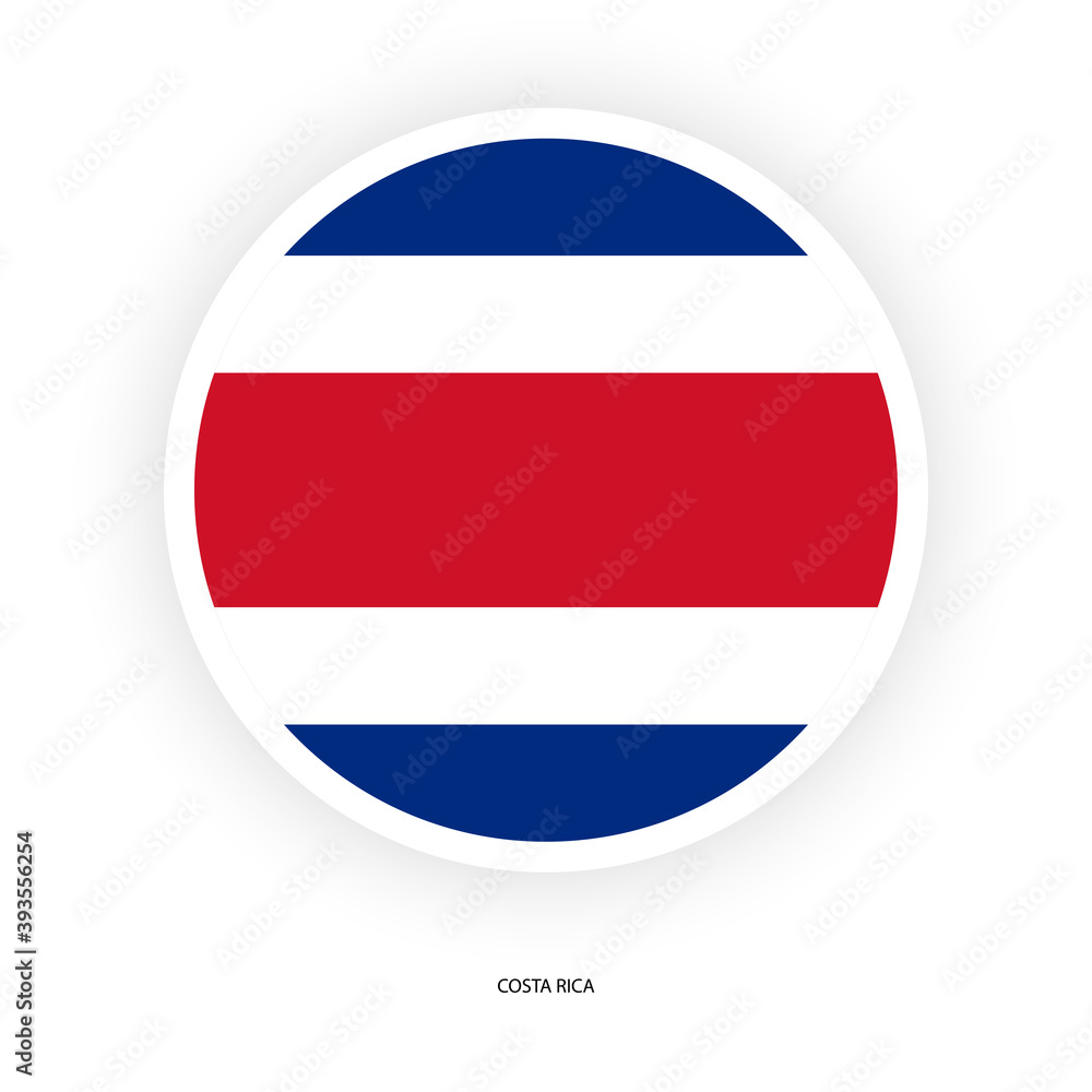 Costa Rica circle flag icon on white background. Costa Rica country button flag isolated on white backgroud. Costa Rica circle flag icon on white background. Costa Rica country button flag isolated on white backgroud.
