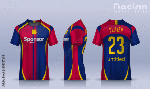t-shirt sport design template, Soccer jersey mockup for football club. uniform front and back view.
