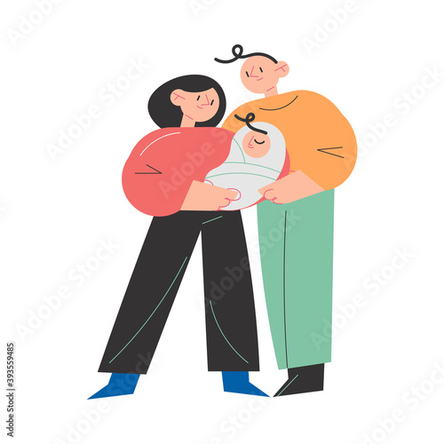 Young woman standing and choosing giving birth to baby