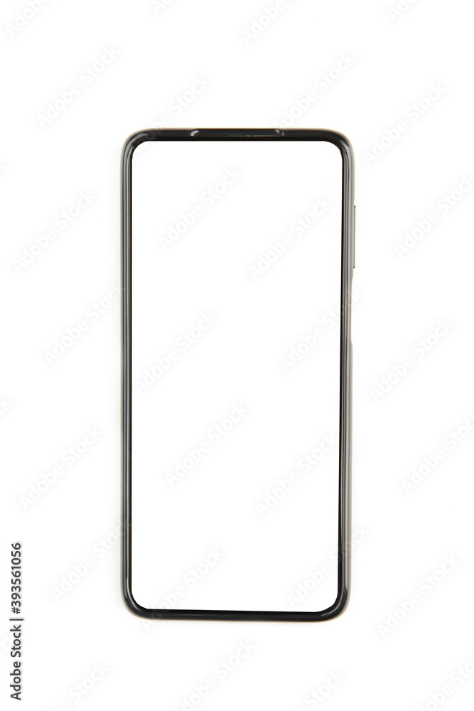Black modern smartphone with blank screen isolated on white background. Black modern smartphone with blank screen isolated on white background.