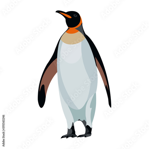 Figure of the Antarctic king penguin raising its wings