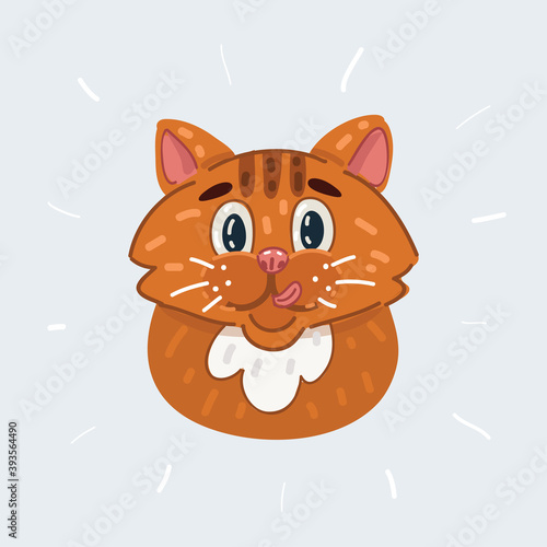 Vector illustration of Portrait of pretty young cat face on white background