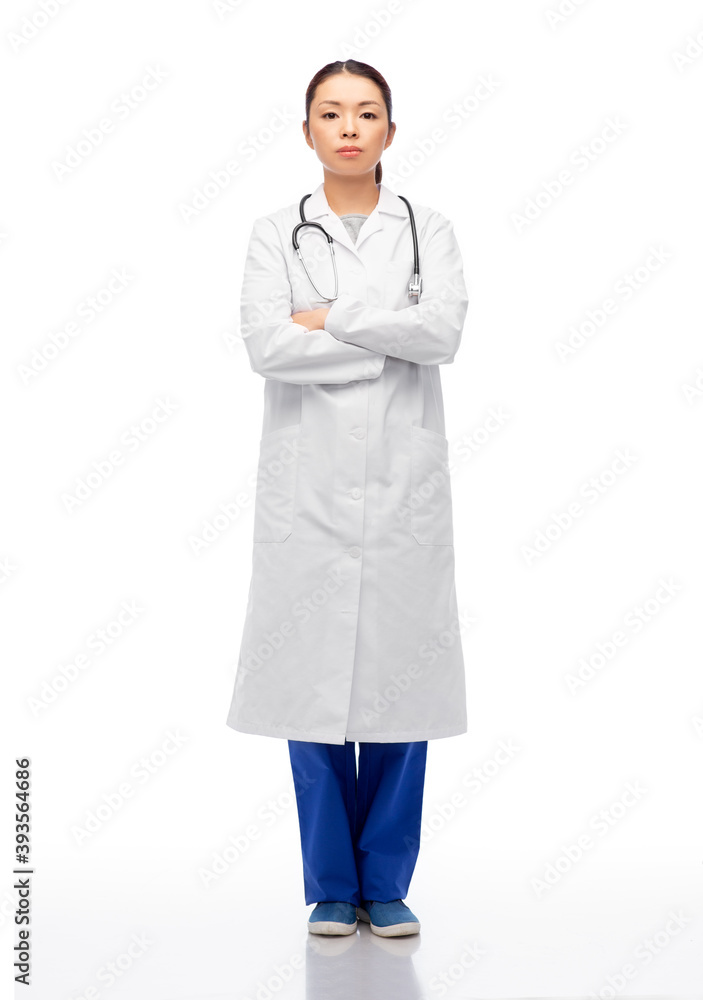 medicine, profession and healthcare concept - asian female doctor in white coat medicine, profession and healthcare concept - asian female doctor in white coat