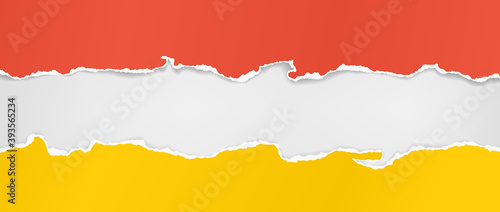 Wallpaper Mural Torn of bright red and yellow paper are on white background for text, advertising or design. Vector illustration Torontodigital.ca