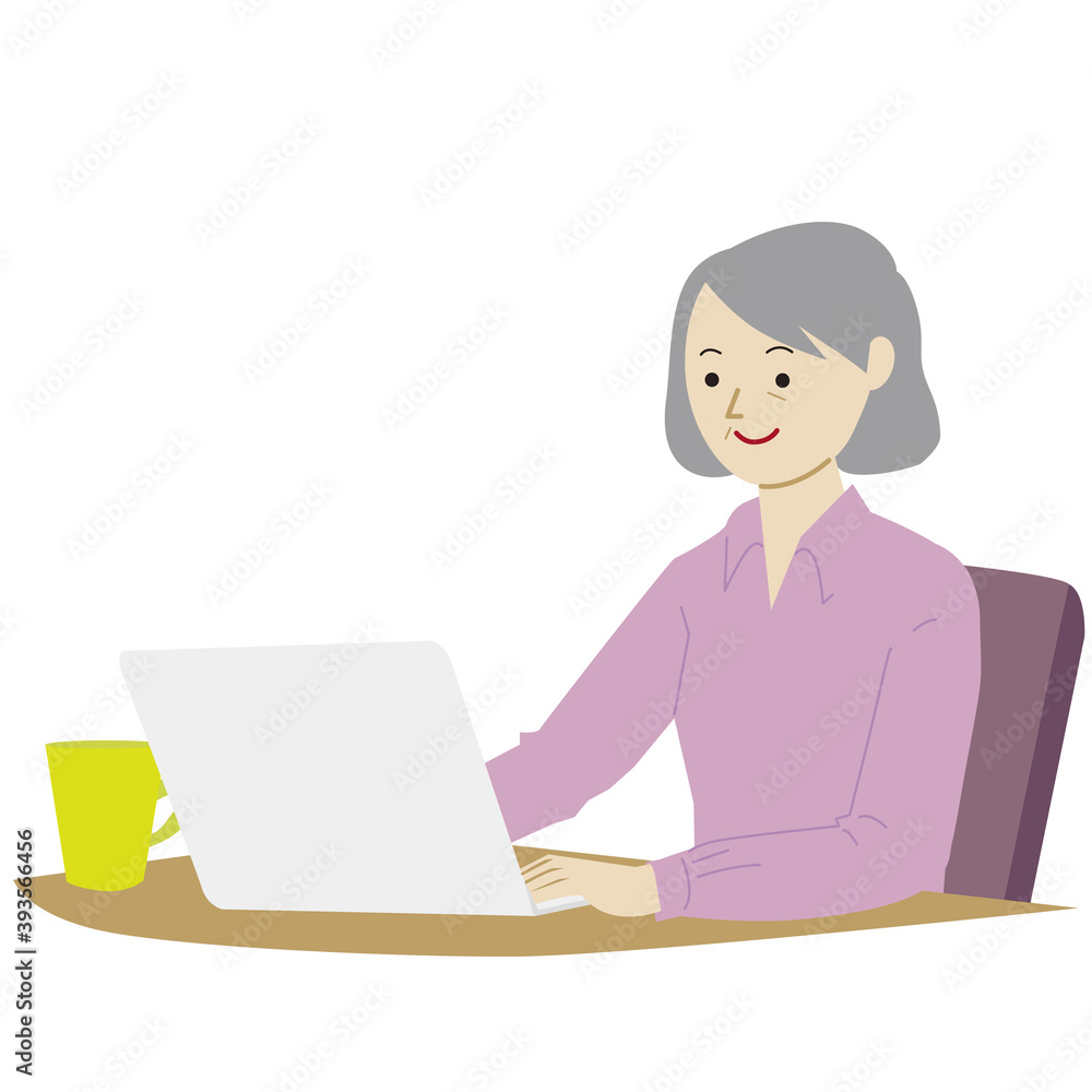 Vector illustration of a woman using a personal computer Vector illustration of a woman using a personal computer